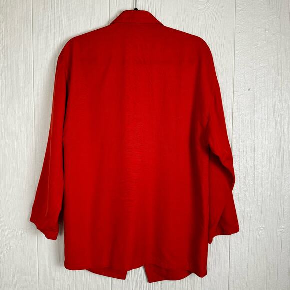 Jones New York Long Line Linen Blend Blazer Size 6 Coral Color Open Front - Picture 6 of 9